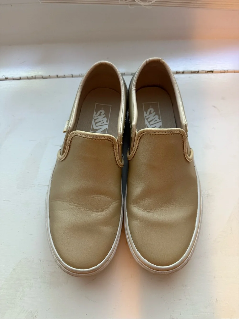 Vans Slip-Ons in Metallic Frosted Almond